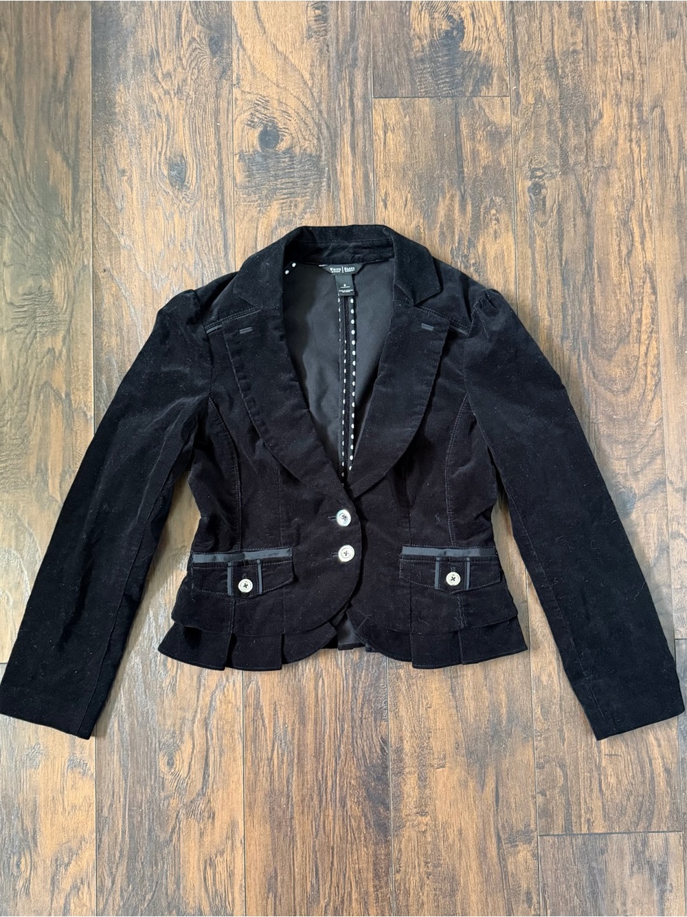 White House Black Market Black Velvet Tailored Peplum Blazer Jacket